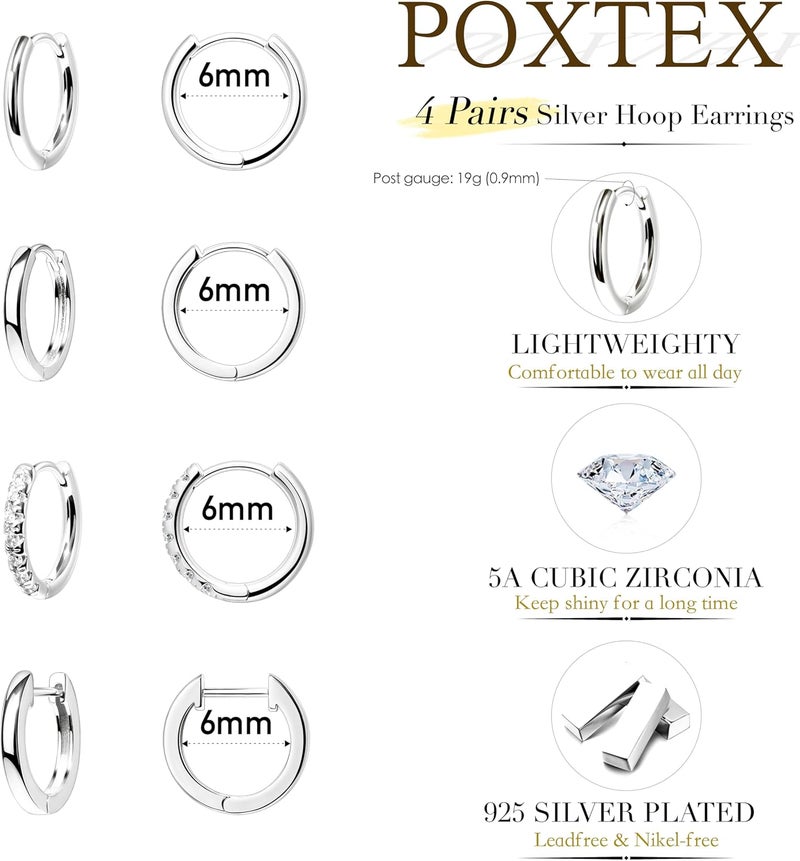 Poxtex Small Gold Huggie Hoop Earrings Set for Women Men Hypoallergenic 14K Plated Stack Cartilage Earrings, Multiple Piercing Lightweight Mini Thin Cute Dainty Trendy Jewelry Set Christmas Gifts for Women - Image 5